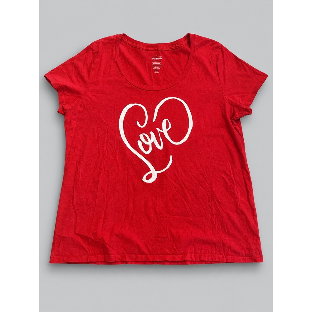 Torrid Love Graphic Tee Women 3X Red Excellent Short Sleeve Scoop Neck Cotton